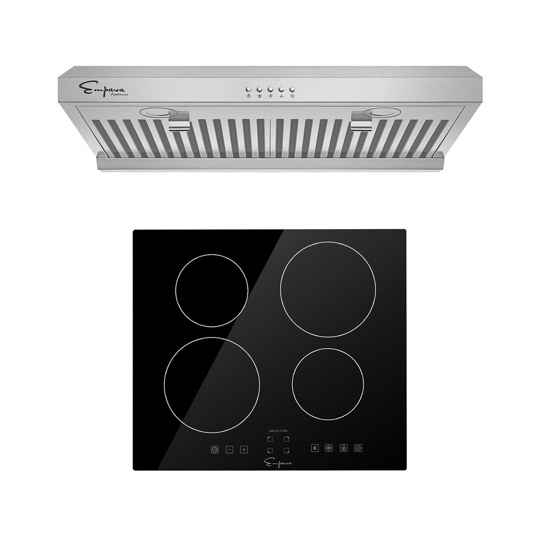 2 Piece Kitchen Package , 24" Induction Cooktop , 30" Ducted Under Cabinet Range Hood Empava