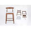 Tabourets de comptoir en bois massif de style moderne Mid-Century 24 po, tabourets de comptoir rembourrés avec pieds en bois pour îlot de cuisine Bar (structure en noyer et coussin Gtey clair)