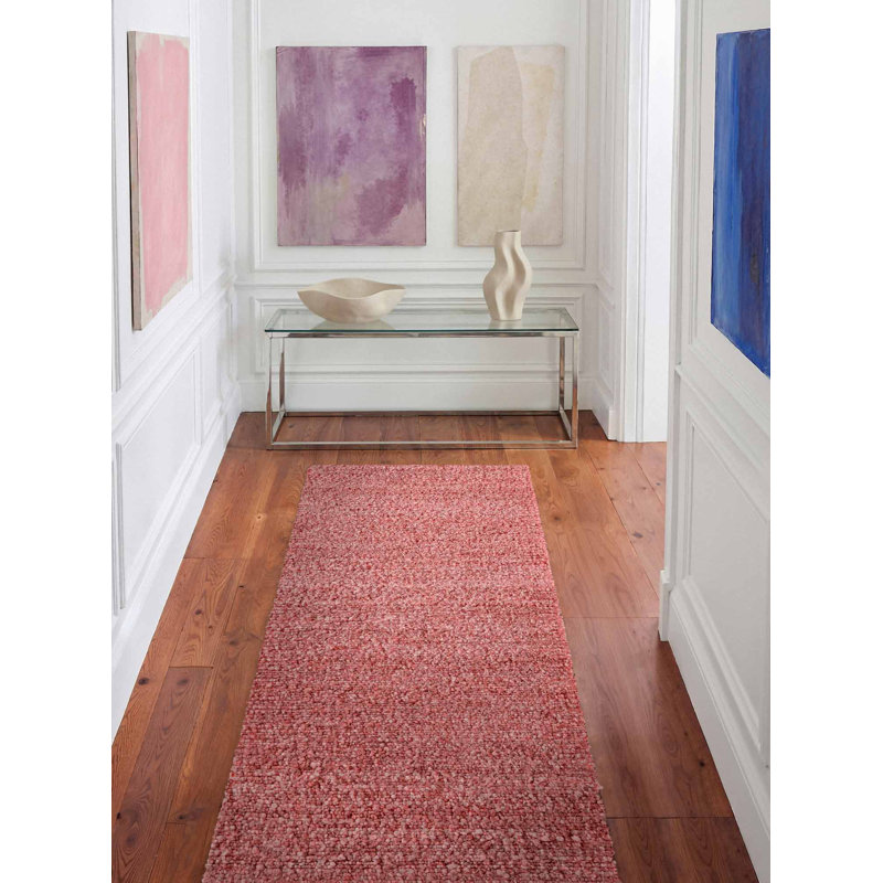 Despoina Hand Woven Area Rug, Pink, Runner 80 x 300 cm