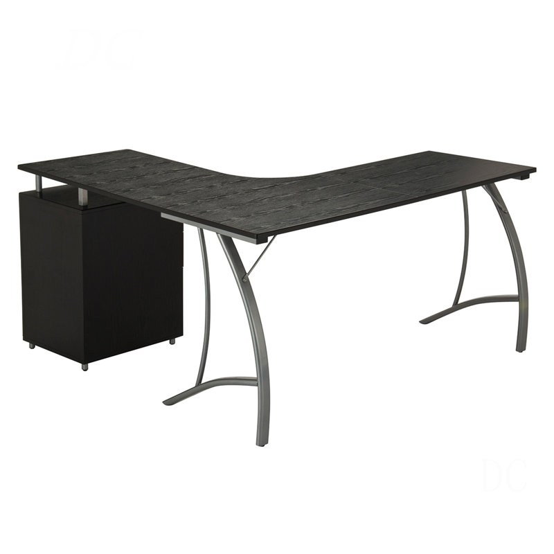 Bureau d'ordinateur moderne en L avec classeur et rangement Techni Mobile