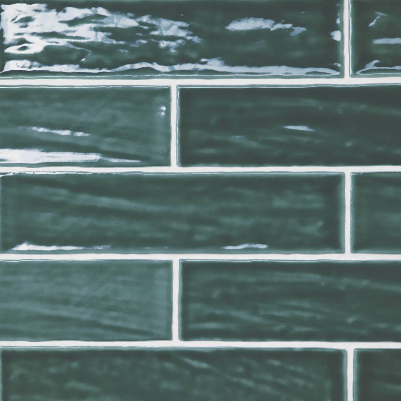 Marin 2.5" X 10" Ceramic Wall Tile In Midnight Tide, Ocean Teal