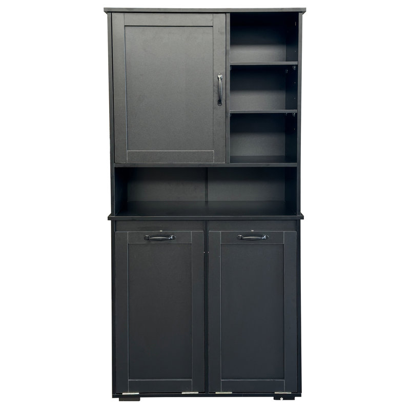 Laundry Cabinet With Doors And Shelf, Tilt-Out Laundry Hamper, Multiple Storage Space, Freestanding Style, Open Shelve, Adjustable Shelf