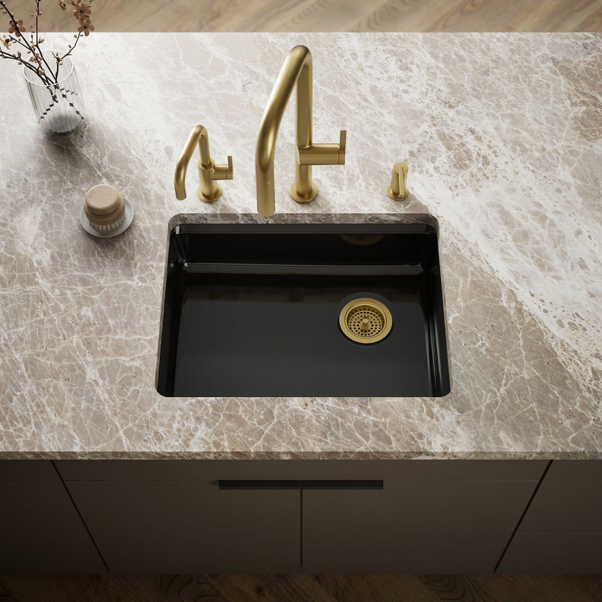 Riverby 25" Undermount Single Bowl Sink, Black