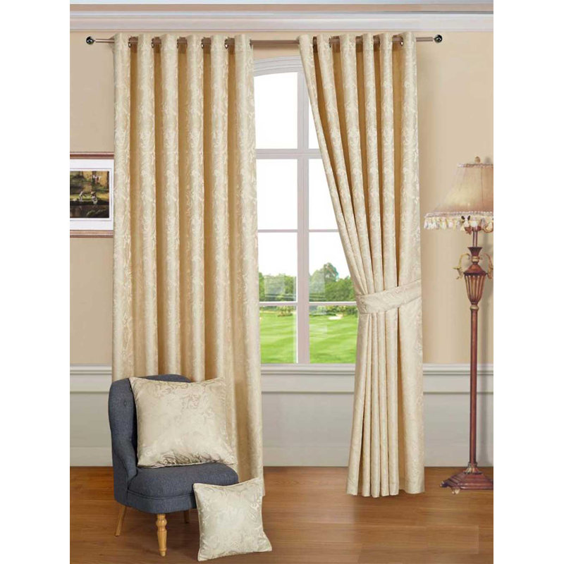Rosaline Semi Sheer Curtain Pair, Beige, 116.84cm W x 54cm D