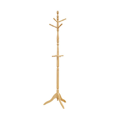 Classic Solid Wood Freestanding Coat Rack, Entryway Coat Hanger Stand With 10 Hooks, Single Piece