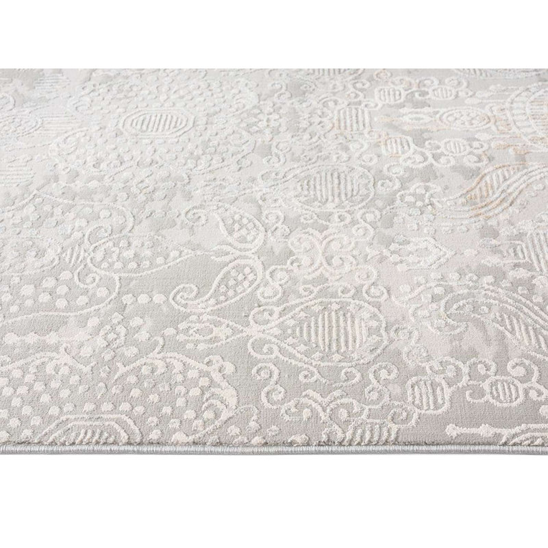 Tapis crème en polyester tissé à la machine Britnai, Tapis de couloir 2 pi 7 po x 10 pi