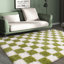 Tapis d'intérieur blanc et vert à carreaux polyvalent Idéal pour les vestibules, les chambres d'enfants, les chambres et les salons-2030541856-2030541863