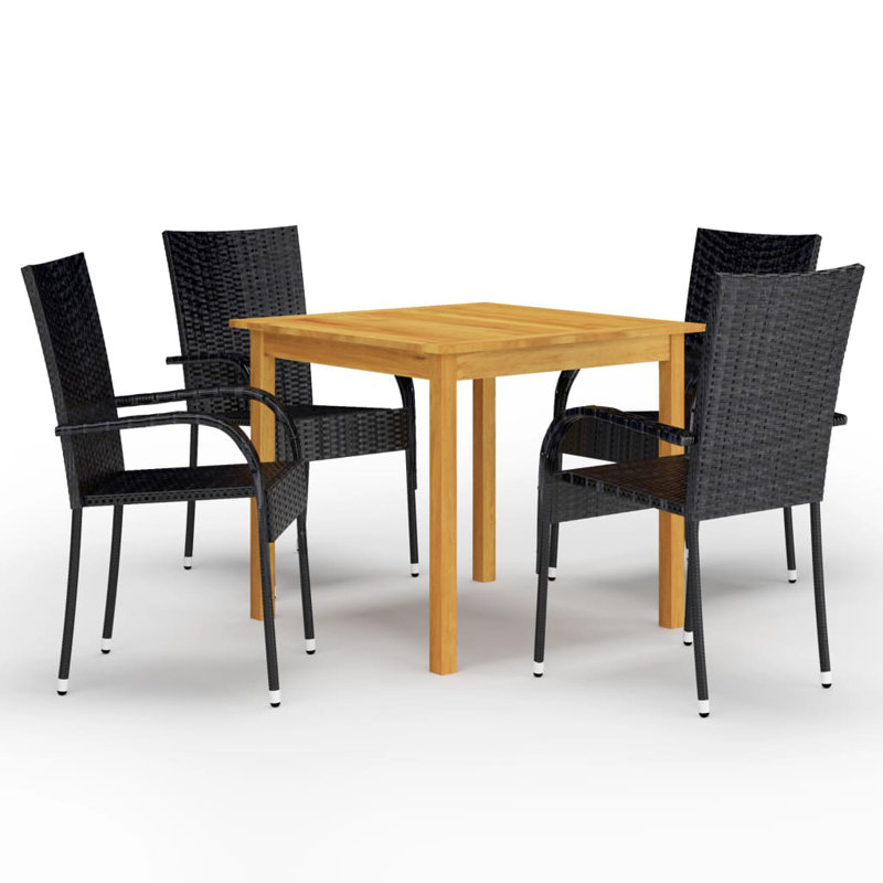 Ensemble de salle à manger rectangulaire pour 4 personnes, Noir