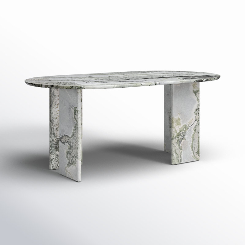 Arian 72'' Oval Marble Dining Table, Green Onyx