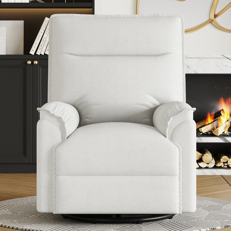 Addisyn Swivel and Rocker Recliner Chair, Beige 100% Linen