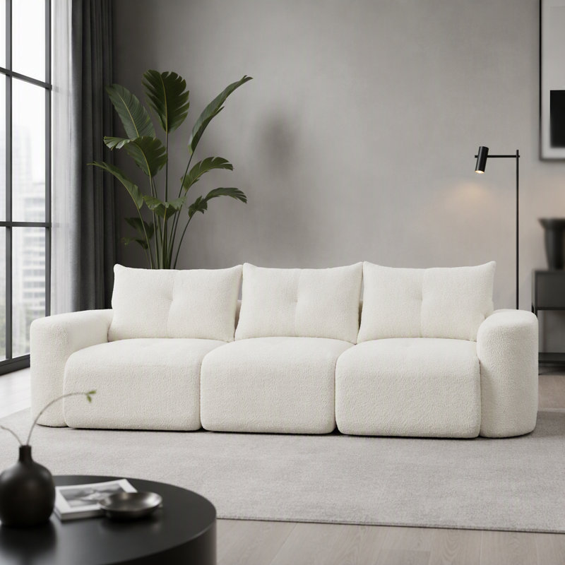 Canapé en chenille Cloud-Like avec dossier ergonomique, Chenille beige
