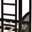 Lit superposé simple au-dessus de simple en bois massif avec sommier à 3 tiroirs espresso pour chambre d'amis