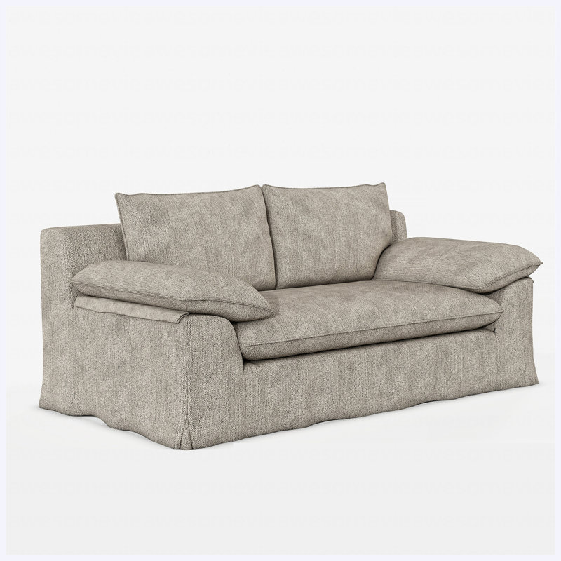 Housse de canapé en lin sans assemblage requis Housses amovibles pour salon, appartement, Lin gris