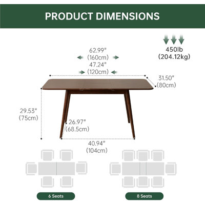 Fjord 47-63"L Solid Oak Extendable Dining Table