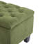 Banc repose-pieds avec rangement, surface bouclée verte, pieds en bois d'hévéa, capacité de 300 lb