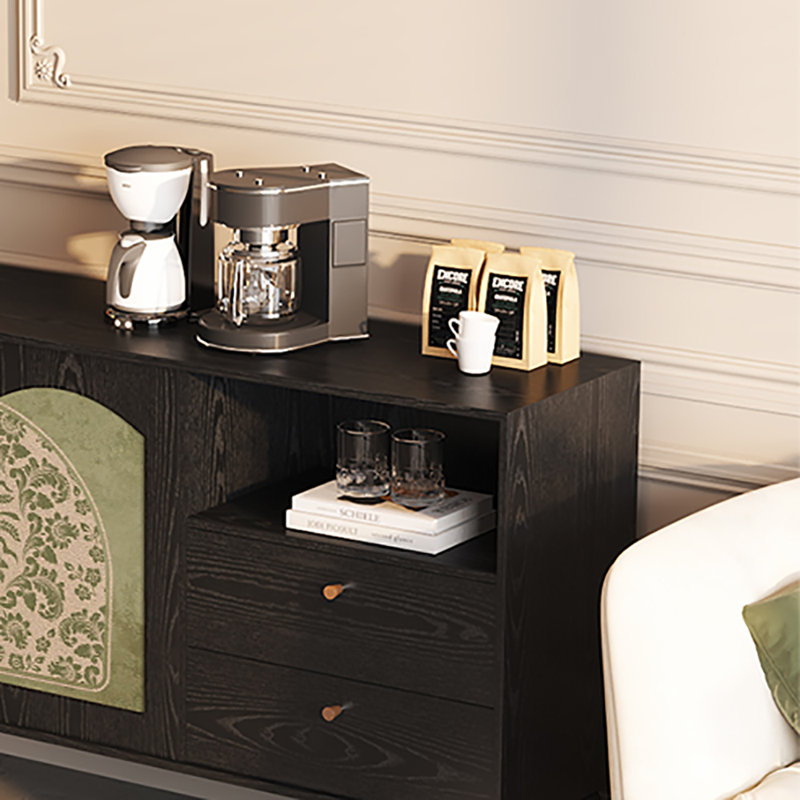 Buffet multifonctionnel de grande capacité 59,1 po, Noir/vert
