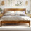 Base de lit plateforme en bois massif Acacia Premium Emery avec tête de lit incluse, aucun sommier requis, capacité de poids de 800 lb.