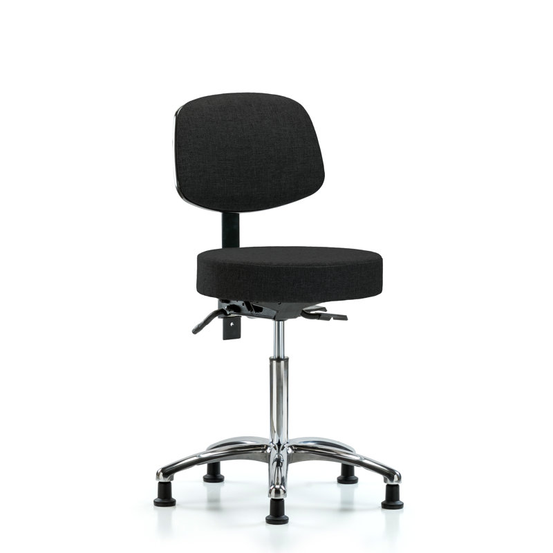 Dalia Backed Adjustable Height Ergonomic Active Stool, Black, Glides, 18.5"-24"