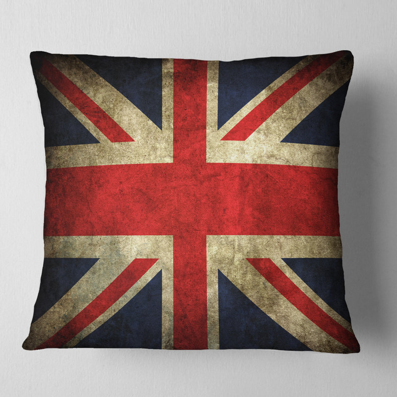 Oreiller rétro du drapeau britannique, 16 po x 1 po, Carré