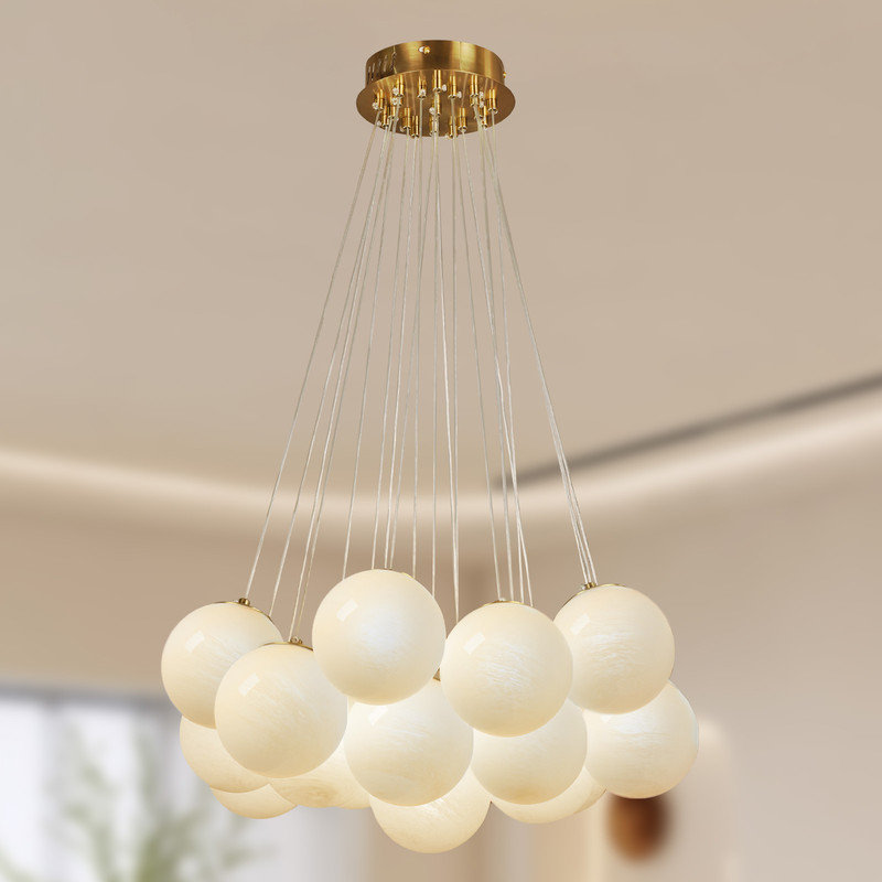 Lustre à grandes boules 17,71 - 29,53 po 7-19 lumières, H 5,9 po x l 29,53 po x P 29,53 po