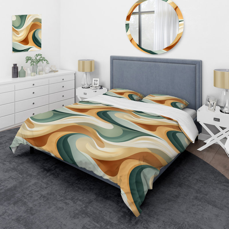 Zen Simplicity - Abstract Duvet Cover Set - Microfiber Polyester, King Duvet Cover + 2 King Shams