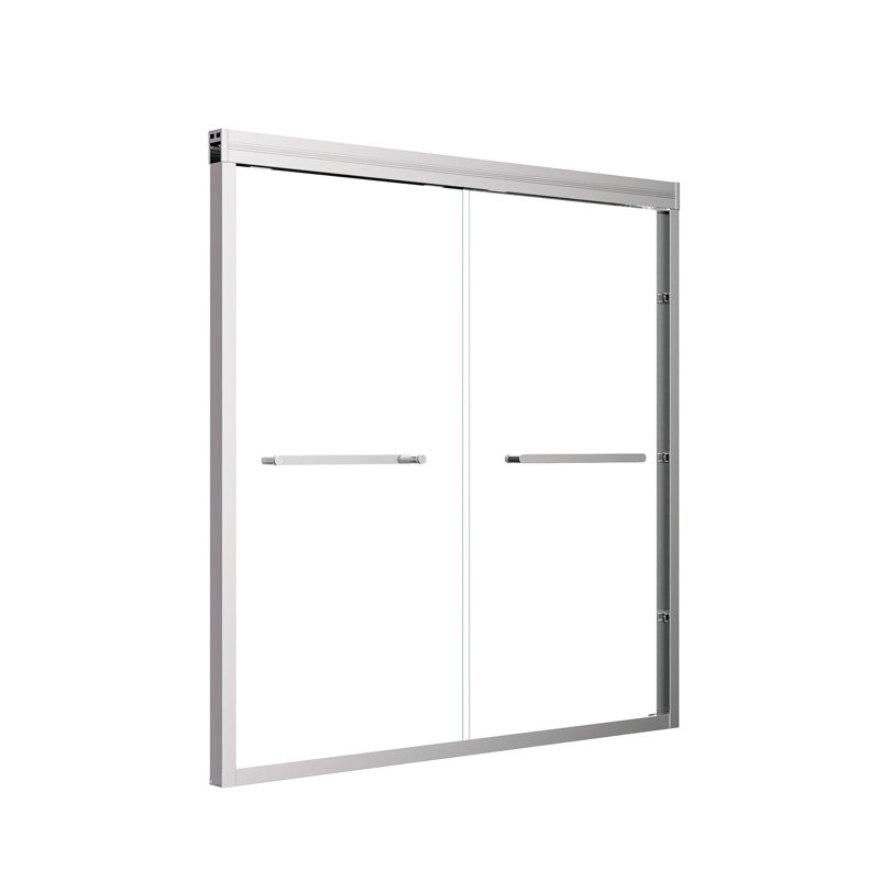 56"-60" W x 60" H Semi-Frameless Double Sliding Tub Door with 1/4 in. (6mm) Tempered Clear Glass, Chrome