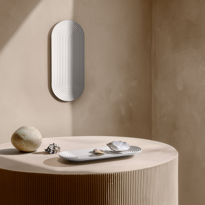 Plat de service ovale en porcelaine Lyngby Tura, blanc, l: 13,4 po, 1" H x 5.7" W x 13.4" L