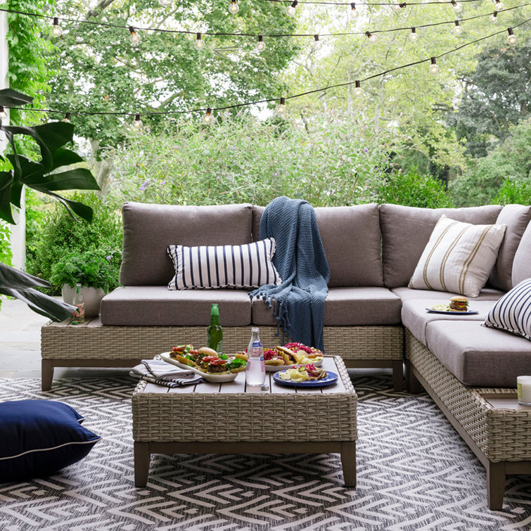 Fleur Wood 4 - Person Patio Conversation Sets with Cushions
