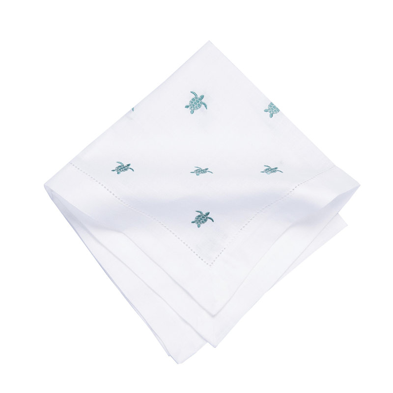 Ensemble de 6 serviettes de table brodées turquoise