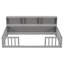 Lit simple au sol avec bibliothèque de chevet, tablettes et garde-corps, conception peu encombrante pour les enfants, structure en bois gris durable-1086317931-1086317930
