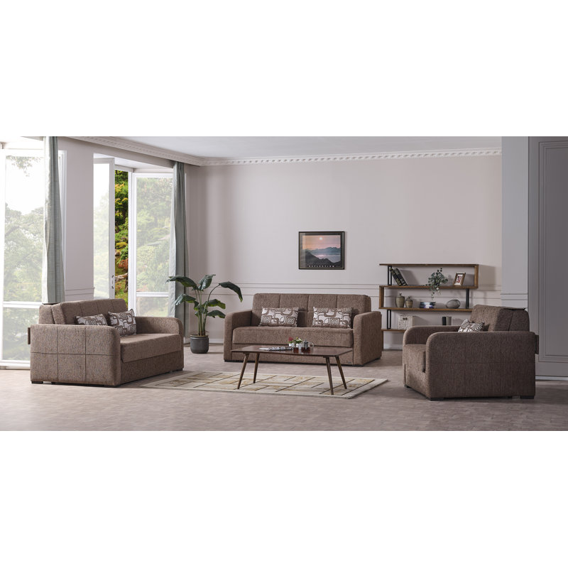Twin 73'' Upholstered Convertible Sofa, Brown Chenille