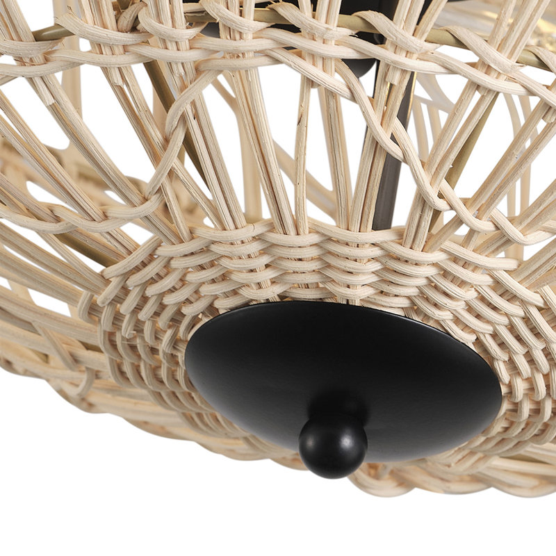 2-lamp rattan woven adjustable iron ceiling light