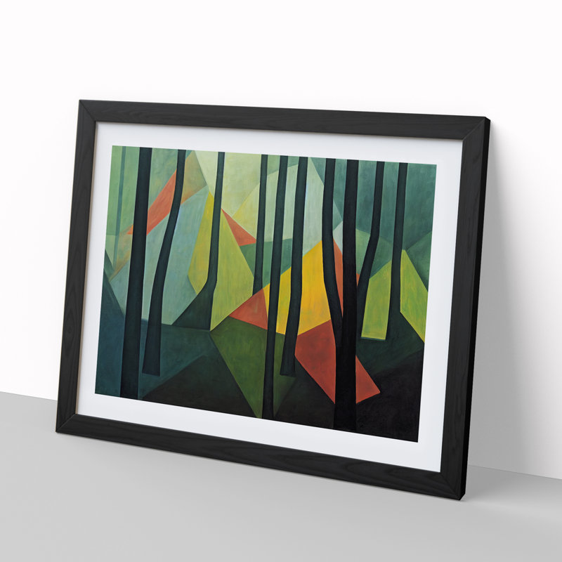 A Bold Abstract Forest - Single Picture Frame Painting, 34cm H x 46cm W x 2cm D, Black