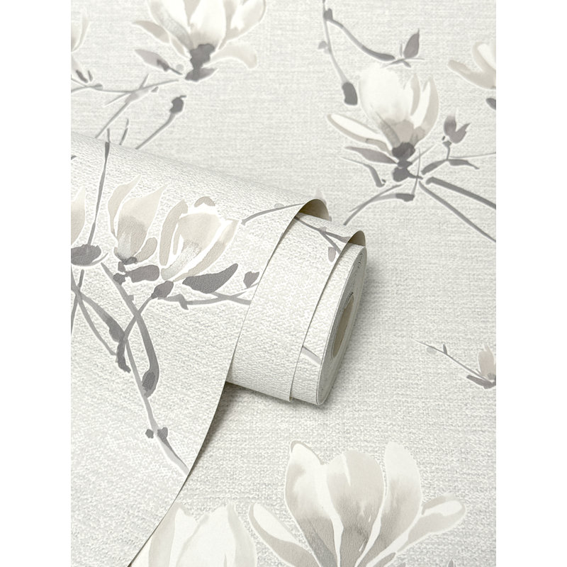 Isla Floral Luxury Textured Vinyl Wallpaper, White