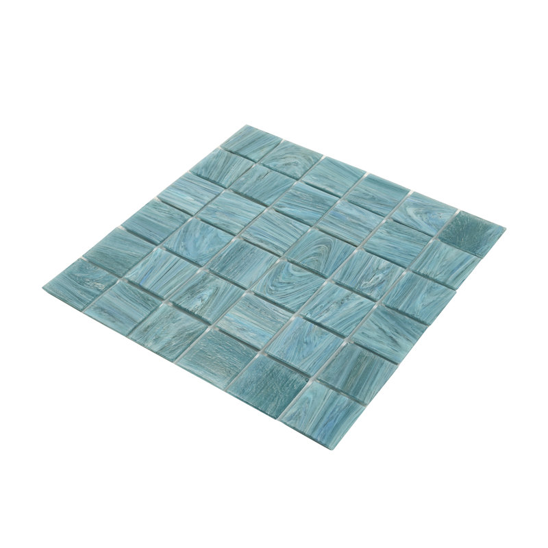 Celestial 12 in. x 12 in. Glossy Yale Blue Glass Mosaic Wall and Floor Tile (10 sq. ft./case) (10-pack), Yale Blue