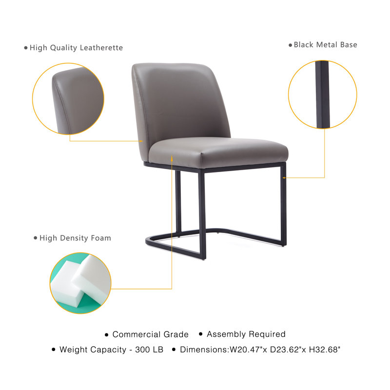 Serena Leatherette Side Chair Dining Chair, Gray