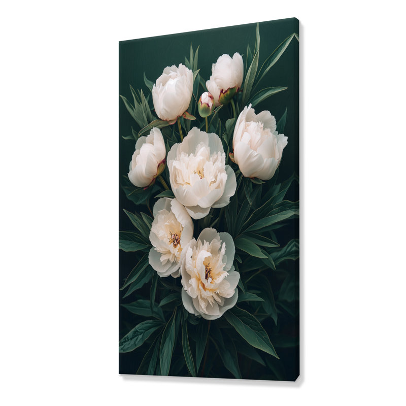Art sur toile, pivoines sombres II, H 60 po x l 28 po, Toile tendue, Ne s’applique pas
