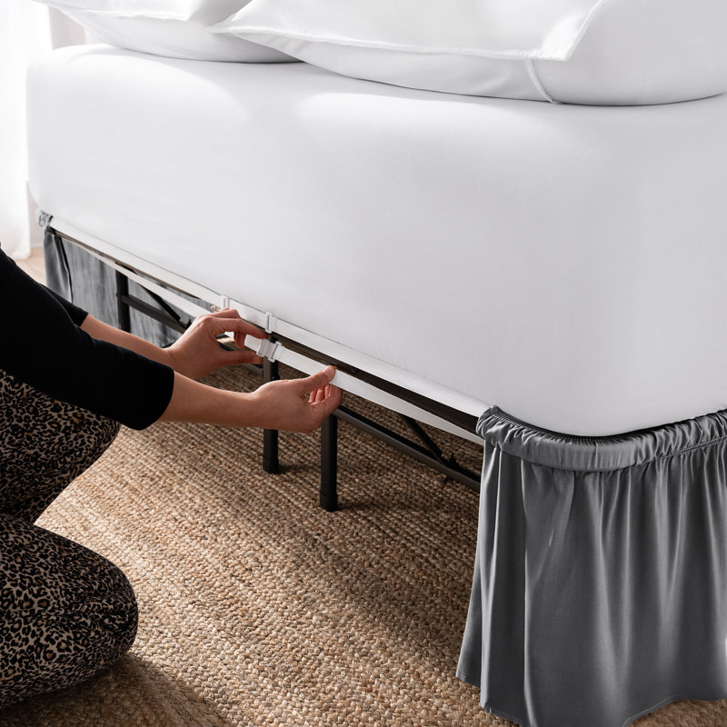 Jupe de lit ajustable 15 ", Double, Gris