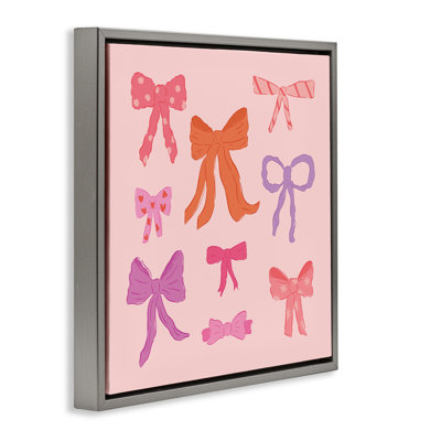 Stylish Fashion Bows on Pink Floating Frame, design by Sazerelli Designs