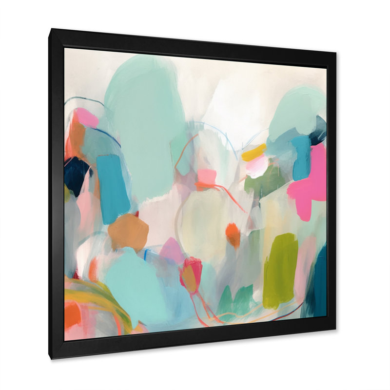 «Pink Blue Minimalims Fludity III», reproduction d'art sur toile, Impression encadrée, H 36 po x l 36 po, Noir