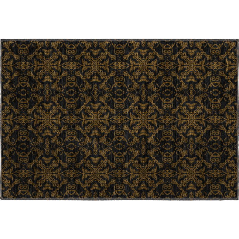 Premium Machine Washable Prisco Brown Rug, Rectangle 1'8" x 2'6"