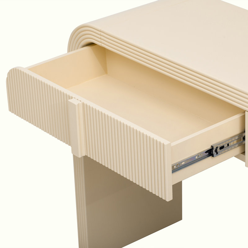 Codel Entry Console Table with Fluted Drawers, Apricot Cream