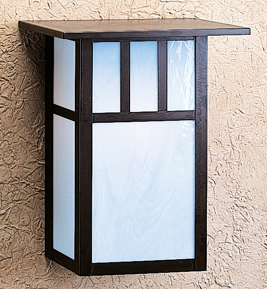 Lanterne murale d'extérieur Shabari, H 10 po x l 9,13 po x P 5,75 po / arche classique, Bronze, Blanc opalescent