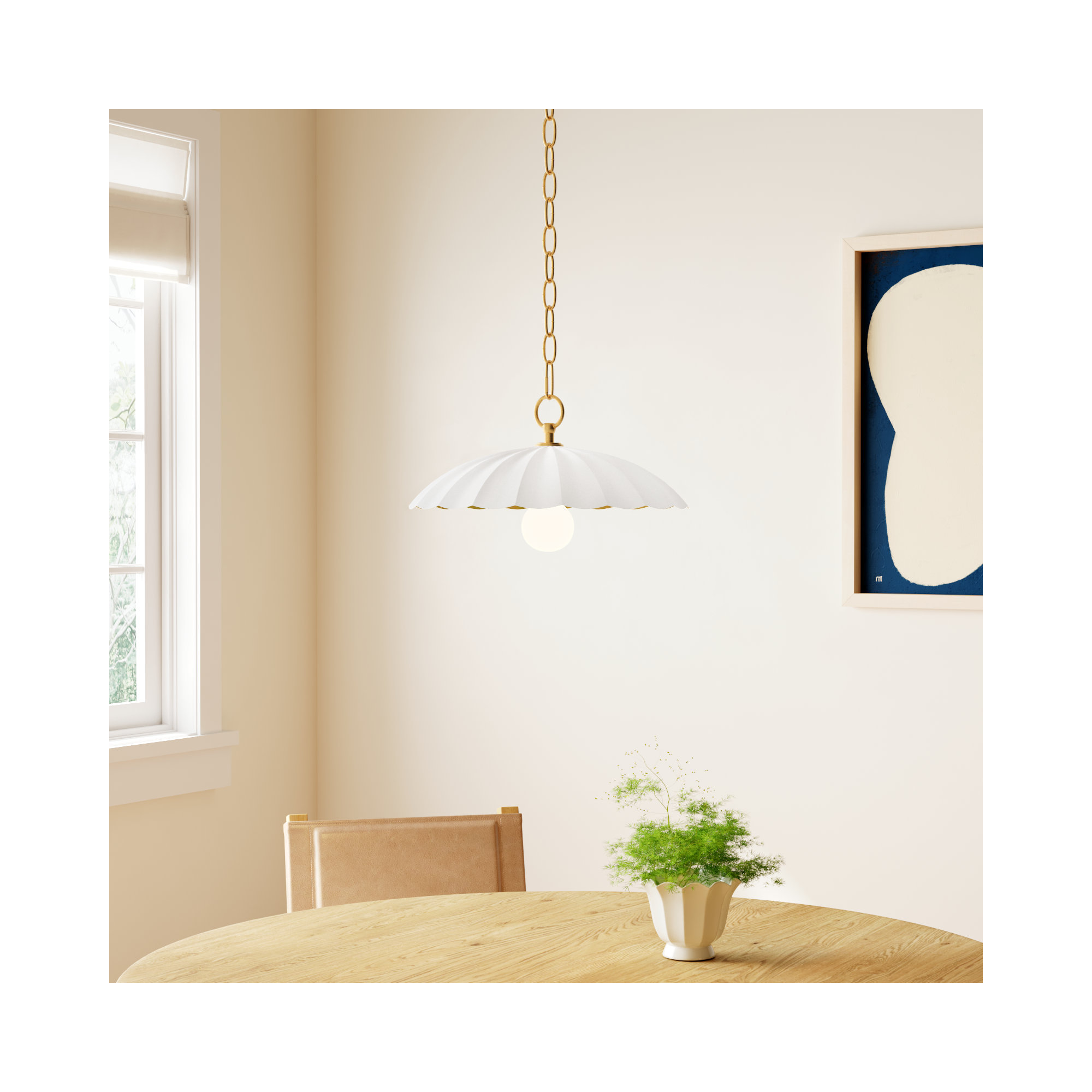 Granduca Single Light Metal Steel Dimmable Pendant, Matte White