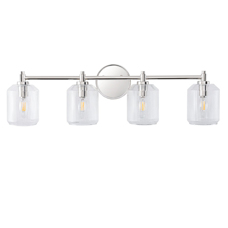 Applique murale moderne à 3 lumières Eastwood, H 8,75 po x l 29,4 po x P 6 po, 4 lumières, Nickel poli
