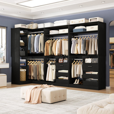 72"-108" Closet System With Drawers And Rods