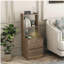 Table de chevet avec station de charge et veilleuse, table de chevet intelligente, table de chevet moderne avec bibliothèque, table d'appoint de chambre à coucher avec armoire de rangement, bois-310467610