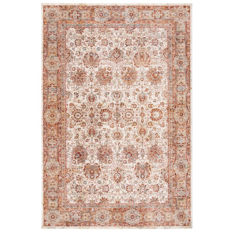 Tapis oriental ivoire / rouille, Rectangle 5 pi x 8 pi