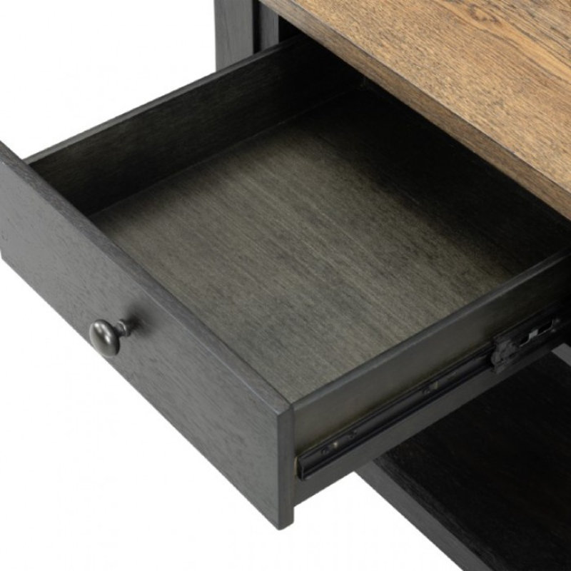 Table de bout Ginie, 1 tiroir, bois massif brun noir, 24 po