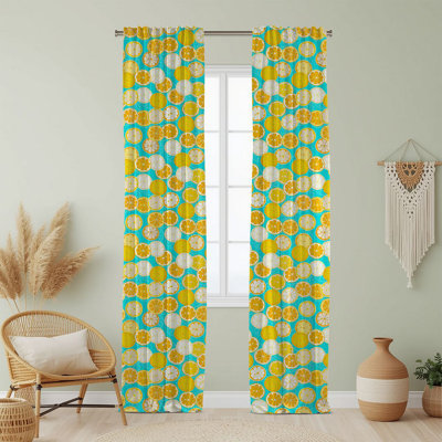 Semi Sheer Fruit Print Curtain Single Panel